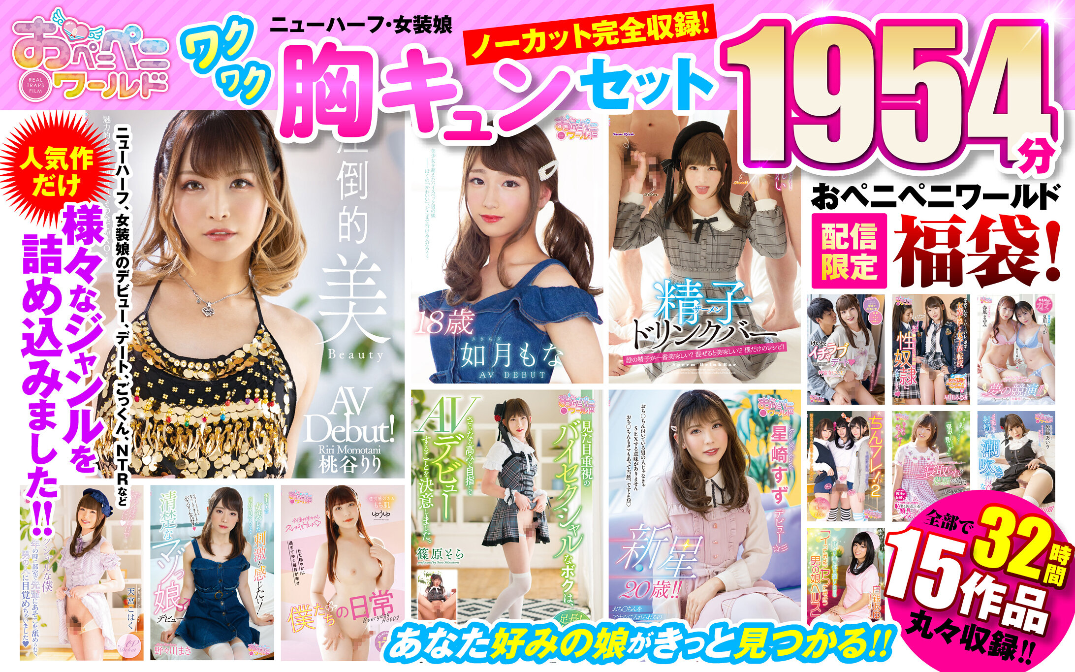 【祝春ギフト】おペニペニワールド ニューハーフ・女装娘 ワクワク胸キュンセット 32時間 ノーカット収録1954分